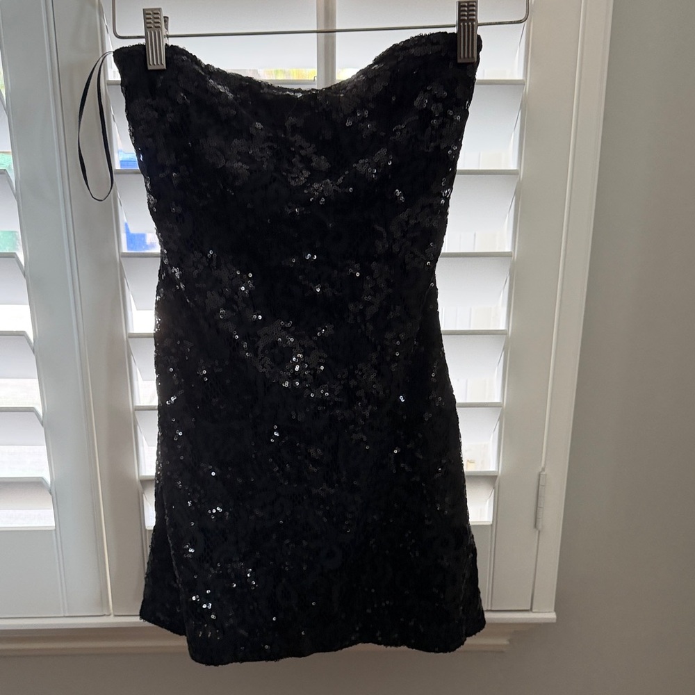 Free People Black Strapless Sequin Mini Dress